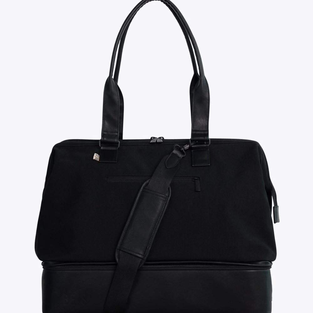 BEIS Black Two-Tone Travel Tote with Removable Strap